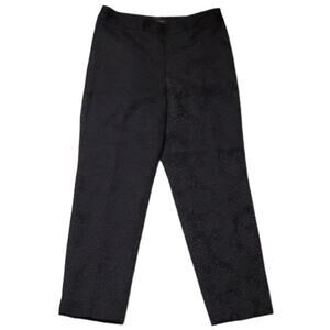 Talbots Heritage Black Floral Brocade Pants Side Zip & Button Career Party - 8